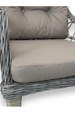 Kaş 2+1+1+sehpa Bahçe Balkon Mobilyası,gri Rattan/gri Kumaş Gri