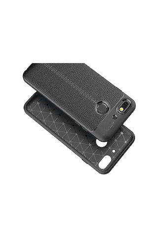 General Mobile 8 Go Kılıf Niss Deri Desenli Silikon Kılıf Siyah