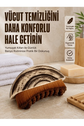 Yumuşak Kıllı Masaj Fırçası Vücut Temizleme Banyo Fırçası Ergonom
