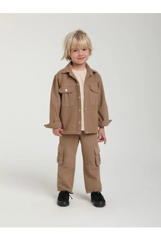 Erkek Çocuk Cepli Gömlek Ceket-15629 Camel