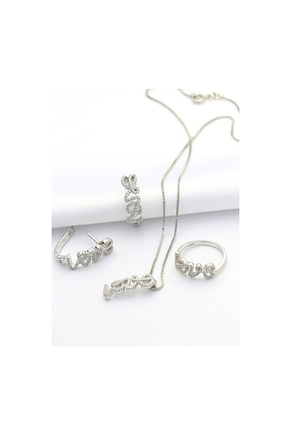 Love Kolye-Küpe-Yüzük Gümüş Set