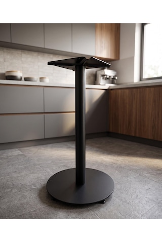 Matte Prime 99 Cm Yuvarlak Bistro Masa Ayağı - Kokteyl Ve Bar Masası - Ev, Kafe, Restoran Bar Tipi Siyah
