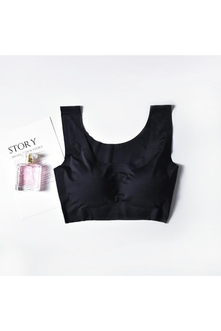 Siyah Kadın Straplez Yoga Nefes Uyku Sutyen Hiçbir Çelik Askı Şekillendirme Traceless Yelek Tarzı Spor Sutyeni Siyah