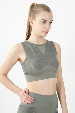 Maraton Active Slimfit Kadın Bisiklet Yaka Kolsuz Fitness Açık Haki Bra 813054-Açık Haki