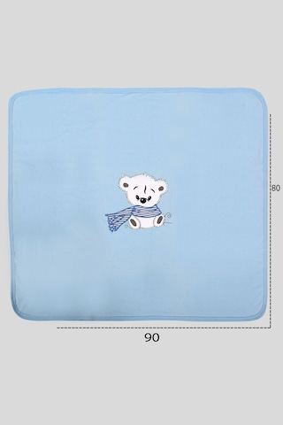 %100 Pamuklu Yenidoğan Çift Katlı Penye Bebek Battaniyesi Mavi