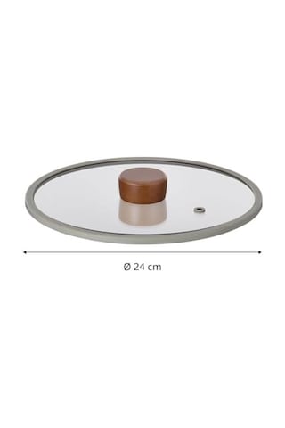 24cm Düz Silikon Çerçeveli Cam Kapak Gri 0