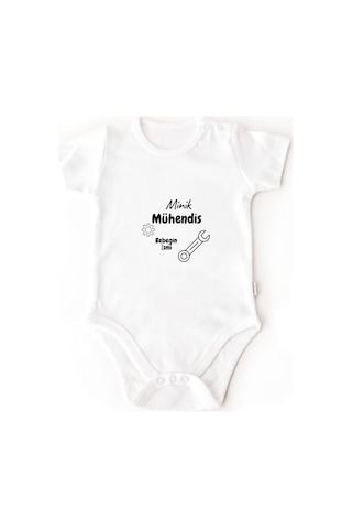 Kişiye Özel Minik Mühendis Bebek Zıbını Hediyelik Tasarım Baskılı Body Beyaz