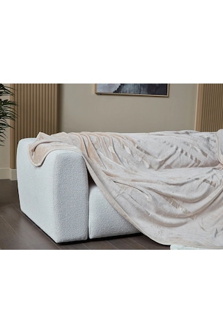 Doqu Embos Battaniye Perlina Çift Kişilik Krem