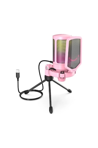Fifine Ampligame A6v Rgb Usb Pembe Gaming Mikrofon A6vp