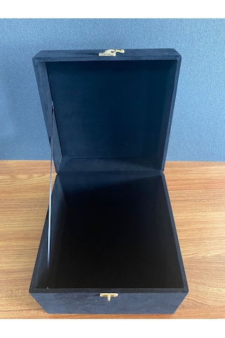 Kadife Kaplı Kaliteli Çeyiz Bohça Ahşap Kutusu 22x22,5x17cm