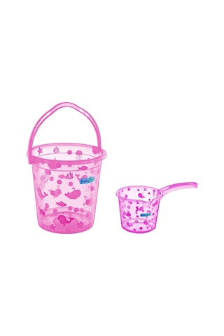 Babyjem Şeffaf Kova & Maşrapa Set Pembe Desenli