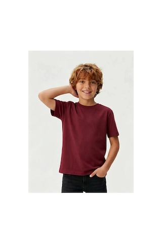 Poala Kids Bordo Pamuklu Basıc Tışört