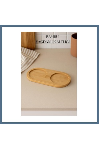 Buradabulabilirsin Bambu Yağdanlık Altlığı Çift Yuvalı 9x19 Cm Bbz