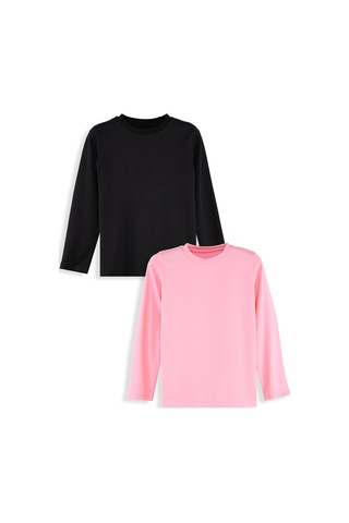 Denokids Siyah Ve Kırmızı Kız C Ocuk 2'li Paket T-shirt Renkli