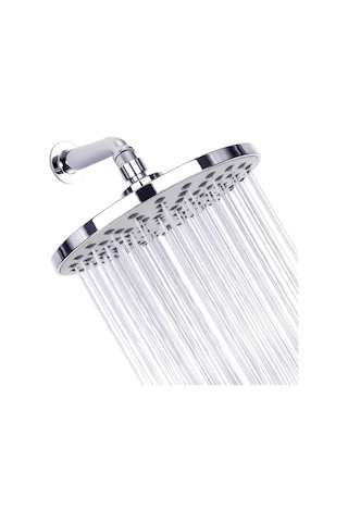 Yaozixa 21cm Yuvarlak Abs Duş Başlığı - G1/2 Bağlantı, Otomatik Temizleme Ağızlıklı, Yüksek Basınçlı, Krom Kaplama B弯管 Hariç Gümüş