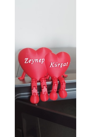 İsim Baskılı Ayaklı Kalp Kişiye Özel İsim Baskılı Dekoratif Hediyelik 3d Baskı Pla Hammadde Adet-Çiftli
