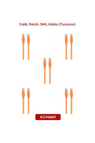 S-lınk Sl-cat605tr, Cat6, Patch, 5mt, Kablo Turuncu 5li Paket