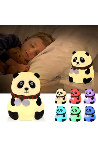 Panda Gece Lambası Çocuklar İçin Gece Işıkları Dokunmatik Sensörlü Renkli Masa Lambası