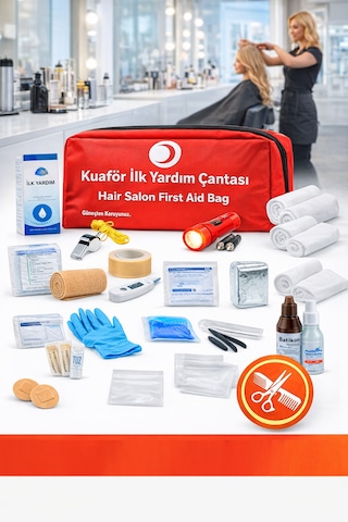 Kuaför İlk Yardım Çantası Ruhsat Yönetmeliğine Uygun 50 Parça