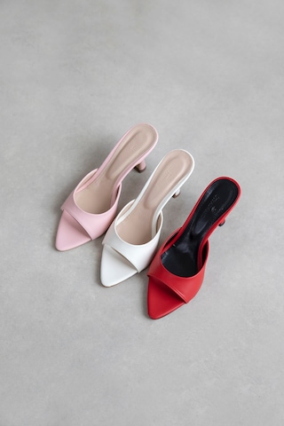 Wolk Shoes Franco Kadın Topuklu Deri Arkası Acık Topuklu Ayakkabı Kırmızı