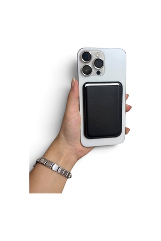 Teknohuby İphone 11 12 13 14 15 16 17 Plus Pro Max Kartlık Manyetik Deri Magsafe Cüzdan Arkası Kartlık Siyah Siyah