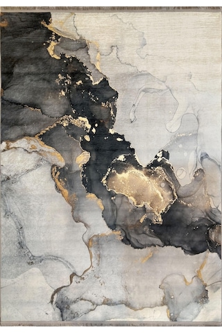 Dijital Kaymaz Yıkanabilir Renkli Modern Salon Halısı Mutfak Halısı Yolluk Balkon Halısı Ev Dekor Krem - Gri - Altın - Açık Mavi