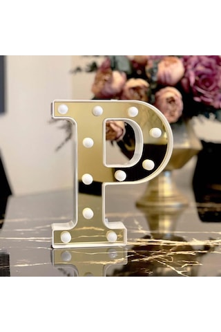 Dekoratif Led Işıklı 3d P Harfi Büyük Boy Organizasyon Doğum Günü