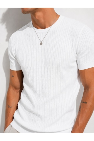 Ribana Erkek Kısa Kollu Bisiklet Yaka Esnek T-shirt 26022 Beyaz
