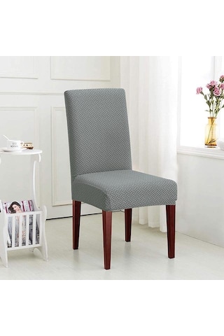 Açık Gri 1/2/4/6 Adet Elastik Sandalye Örtüleri Spandex Yemek Sandalyesi Slipcover Yemek Odası Düz Renk Sandalye Kılıfı Düğün Otel Ziyafet İçin 1-pcs