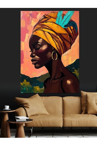 Ahşap Tablo Afrikalı Kadın Renkli Profil