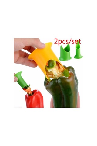 2 Adet/takım Yaratıcı Biber Tart Dilimleme Biber Tohumlu Sökücü Cihazı Mavi