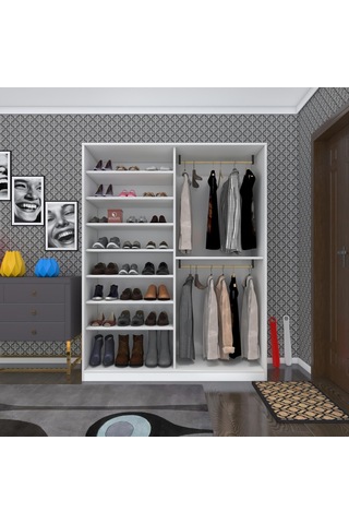 Kenzlife Portmanto Ayakkabılık Plevne Mat Beyaz 180 140 50 Suntalam 24 Çift Ayakkabı Kapasitesi