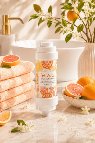 Zamboa Grape Fruit C Vitaminli Aromatik Duş Filtresi - Saç Dökülme Karşıtı, Cilt Besleyici Klor Ve Kireç Arıtıcı Duş Filtresi 150gr Saydam