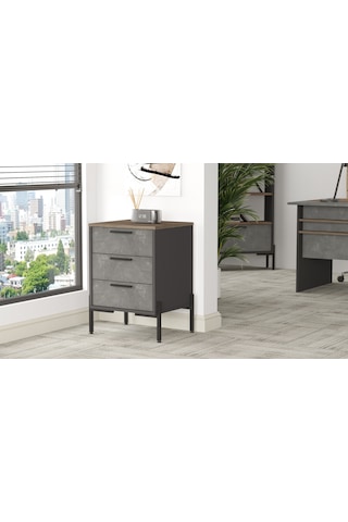 Yurudesign Vista C Ofis Keson Metal Ayaklı Kahve-Beton-Antrasit V