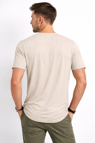 Cazador Erkek Bisiklet Yaka Kendinden Desenli T Shirt 44420 Kum Bej