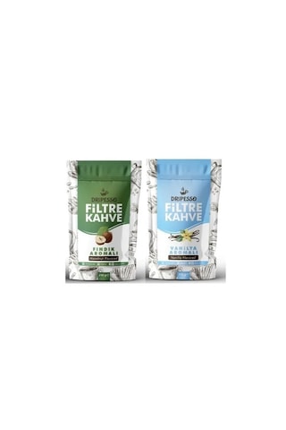 Dripesso Kahve Öğütülmüş Filtre Kahve Fındık Aromalı 250 Gr & Vanilya Aromalı 250 Gr Dripesso Kahve Öğütülmüş Filtre Kahve Fındık Aromalı 250 Gr & Vanilya Aromalı 250 Gr