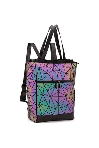 Yeni Parlak Geometrik Aydınlık Çanta Sequins Kadın Sırt Çantası Çok Renkli