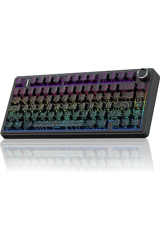 Aula F75 Mekanik Rgb Tkl Seiya Switch Kablosuz Makrolu Hot Swap Klavye Desenli Siyah