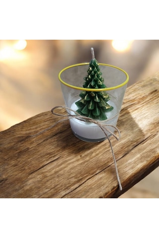 Luluyen New Year Yılbaşı Çam Ağacı Bardak Mum Eskitme