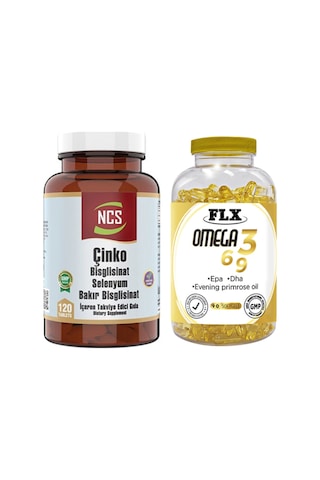 Çinko Bisglisinat Selenium 120 Tablet & Flx Omega 3-6-9 90 Tablet