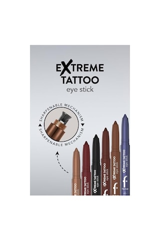 Flormar Extreme Tattoo Mat Asansörlü Kalemtıraşlı Jel Göz Kalemi & Far Stick - 002 Burgundy 00