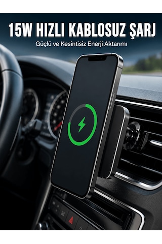 Manyetik Kablosuz Araç Şarj Cihazı 15w Magsafe Araç İçi Telefon T