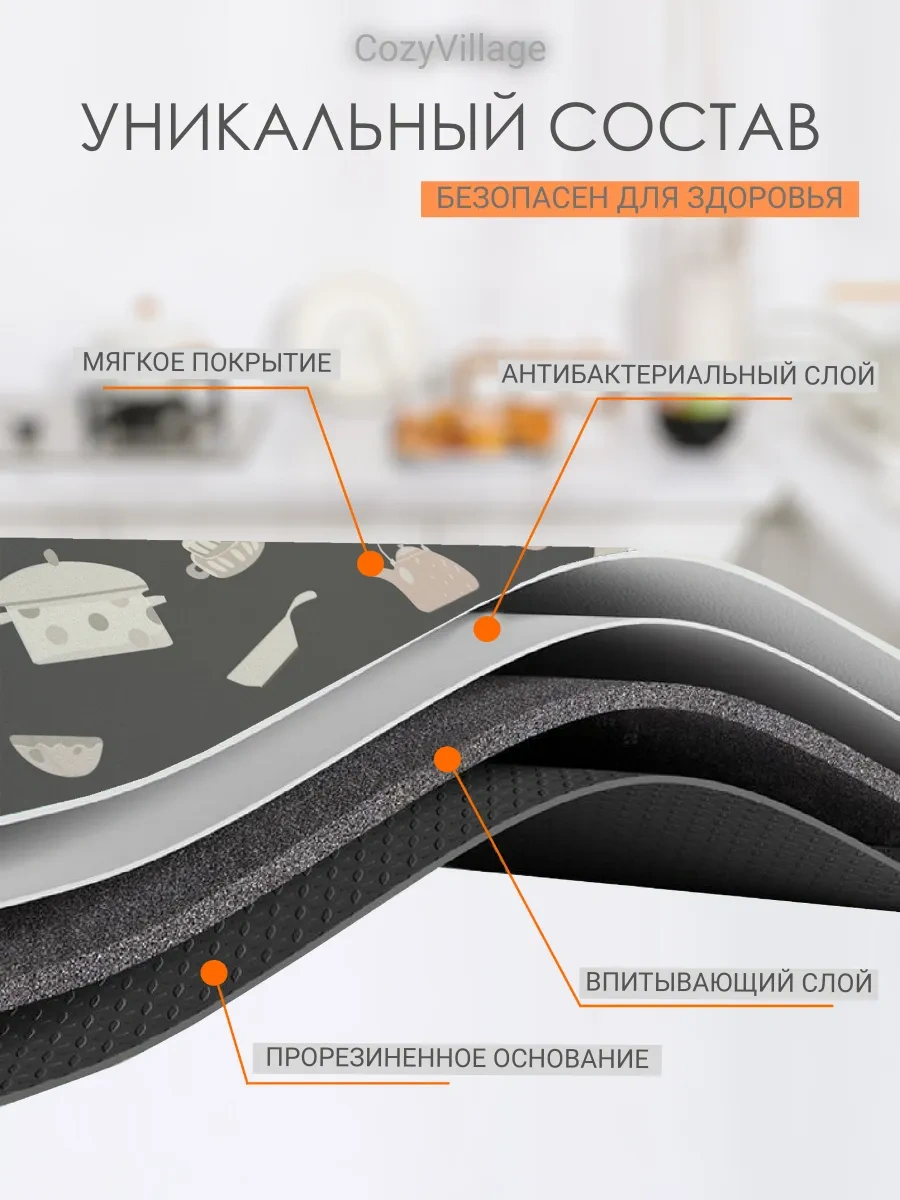 Cozy Village 40x30cm Emici Bulaşık Kurutma Paspası 225919883 Koyu Gri