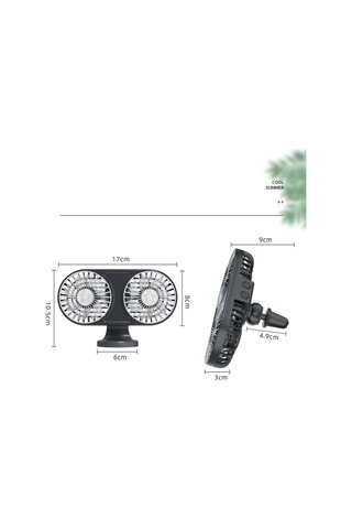 F211 Led Electric Fan Araba Hava Outlet Gösterge Paneli Usb Mini Fan Siyah