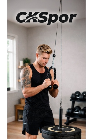 CKSpor Ev Tipi Tek Makara Fitness Seti Lat Pulldown Sırt Çekiş Triceps Biceps Egzersiz Çalışma İstasyonu