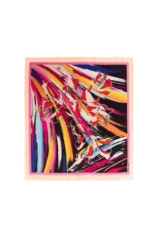 Inno 60x60 Cm Premium Saten Desenli Dikişli Fular Kırmızı