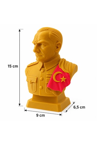 Altın Renk Atatürk Büstü Dekoratif Masa Süsü 15 X 9 X 6,5 Cm 3d Baskı