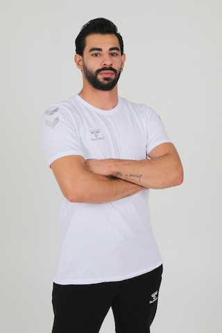 Hummel Armin Pamuklu Bisiklet Yaka Tişört Beyaz Kırmızı