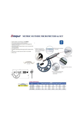 Dasqua 0-25 Mm Mekanik Dış Çap Mikrometre