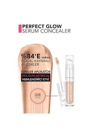 Flormar Perfect Glow Nemli Ve Aydınlık Bitişli Sünger Aplikatörlü Serum Concealer 008C2 Faır